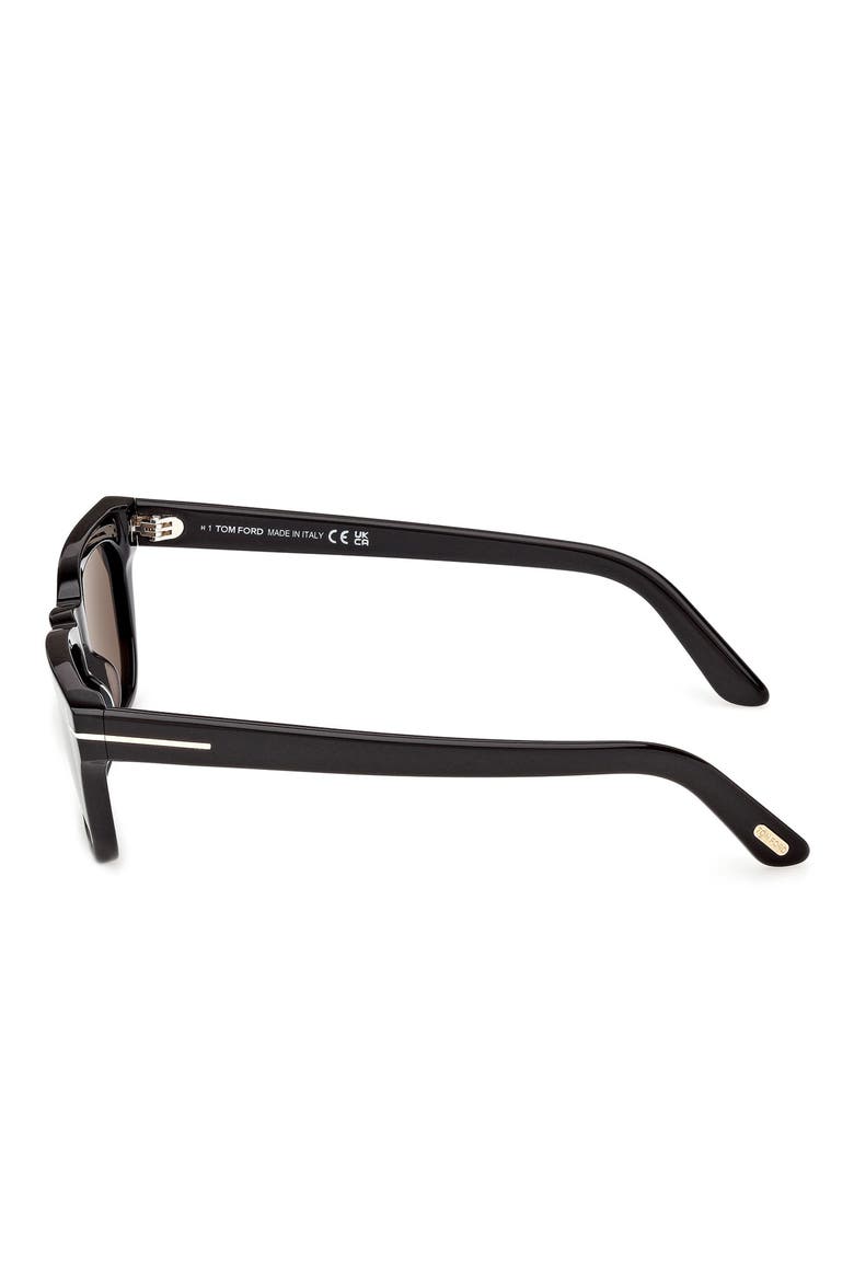 Penn 53mm Rectangular Sunglasses, Alternate, color, SHINY BLACK / BLUE LENS