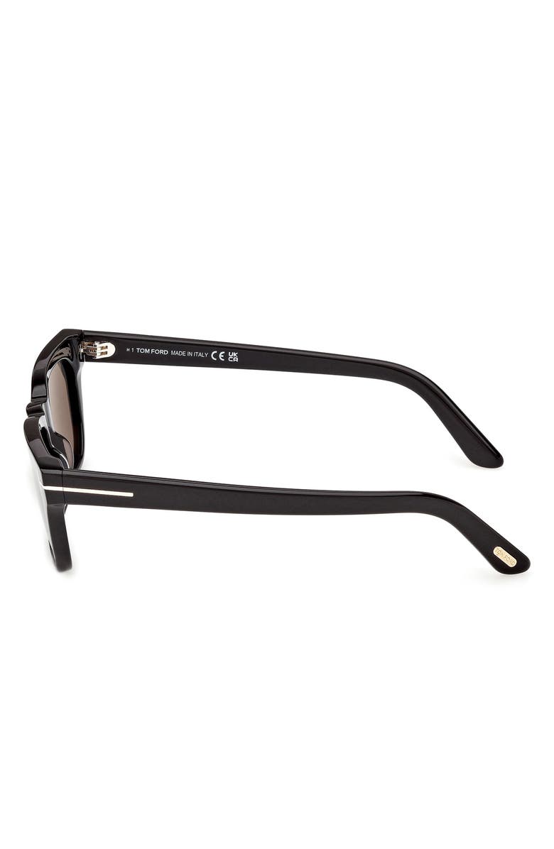 TOM FORD Penn 53mm Rectangular Sunglasses, Alternate, color, Shiny Black / Blue Lens