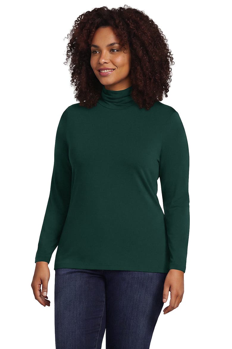 Plus Size Lightweight Jersey Long Sleeve Turtleneck, Main, color, Pine