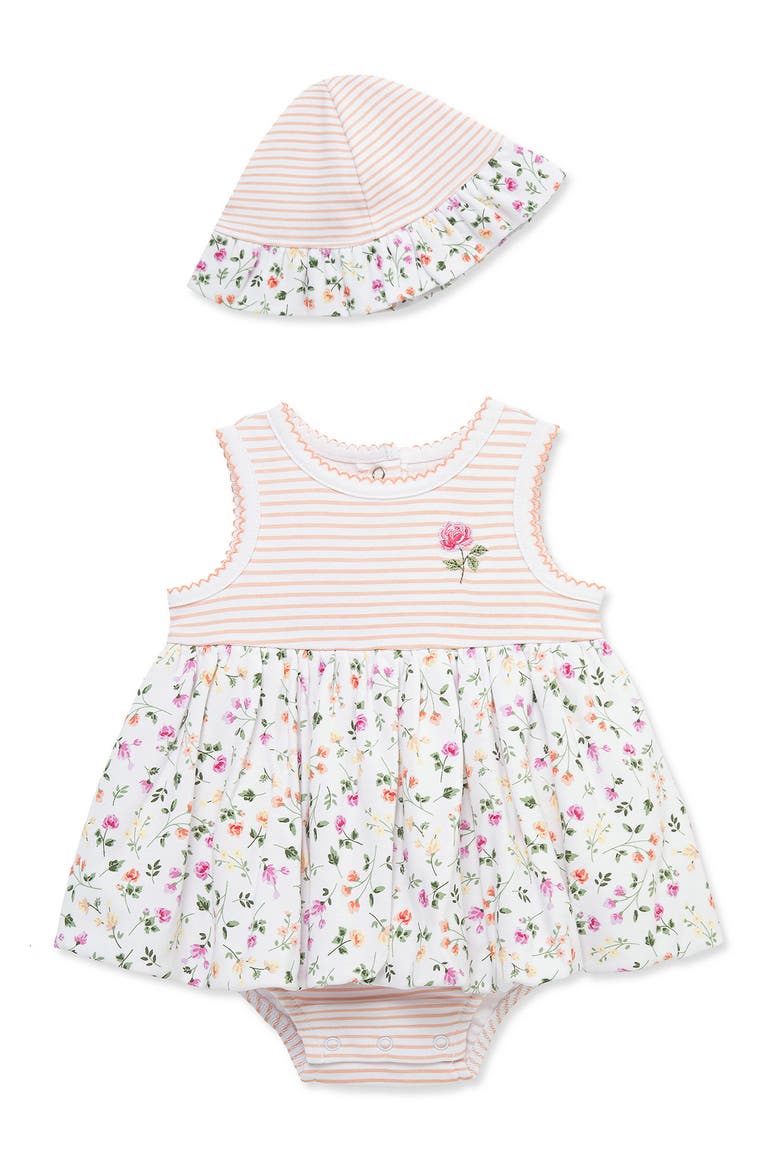 Kids' Floral Popover Bodysuit & Hat, Main, color, PINK