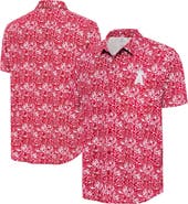 ANTIGUA Men's Antigua Red Los Angeles Angels Resort Button-Up Shirt