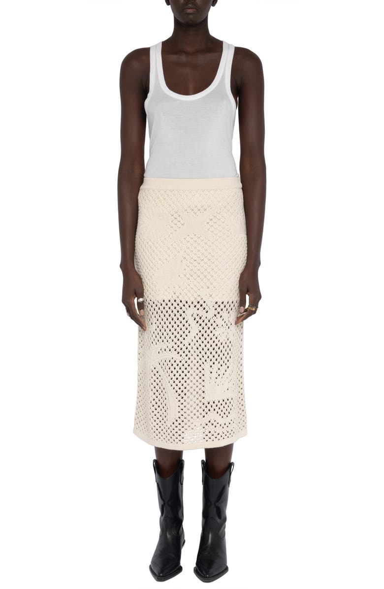 Zadig & Voltaire Soly Colin Linen & Cotton Jacquard Mesh Sweater Skirt, Alternate, color, Ecru