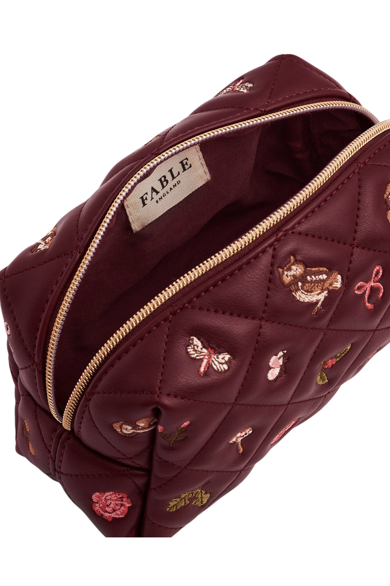 Embroidered Quilted Medium Pouch, Alternate, color, Burgundy