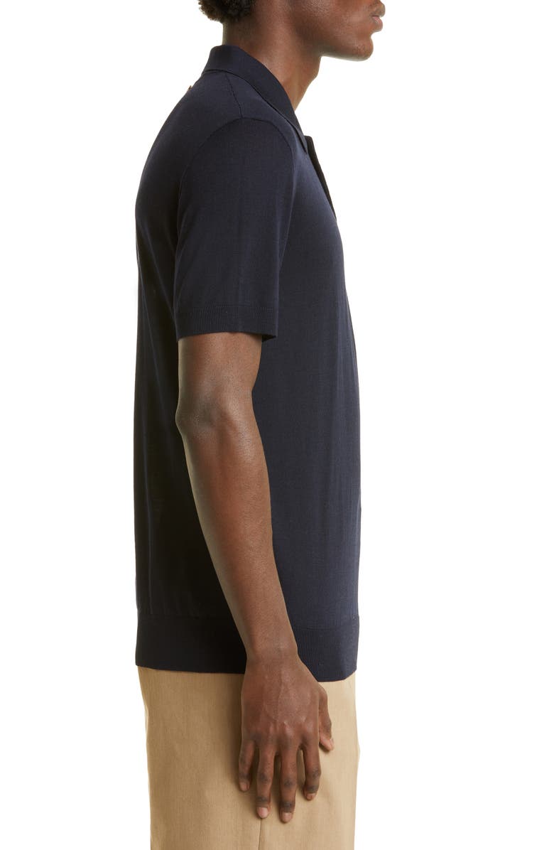 Golden Goose Logo Patch Short Sleeve Virgin Wool Sweater Polo, Alternate, color, 