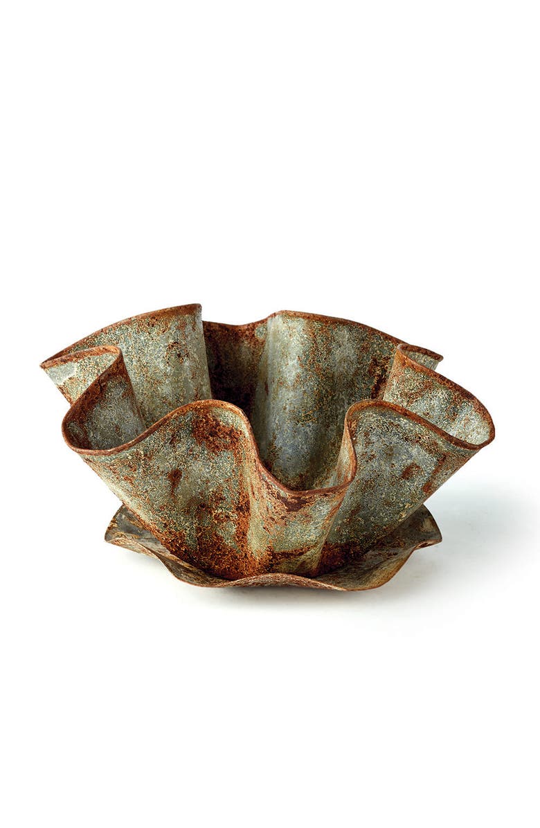 Napa Home & Garden Galvanized Handkerchief Pot With Saucer, Main, color, Green