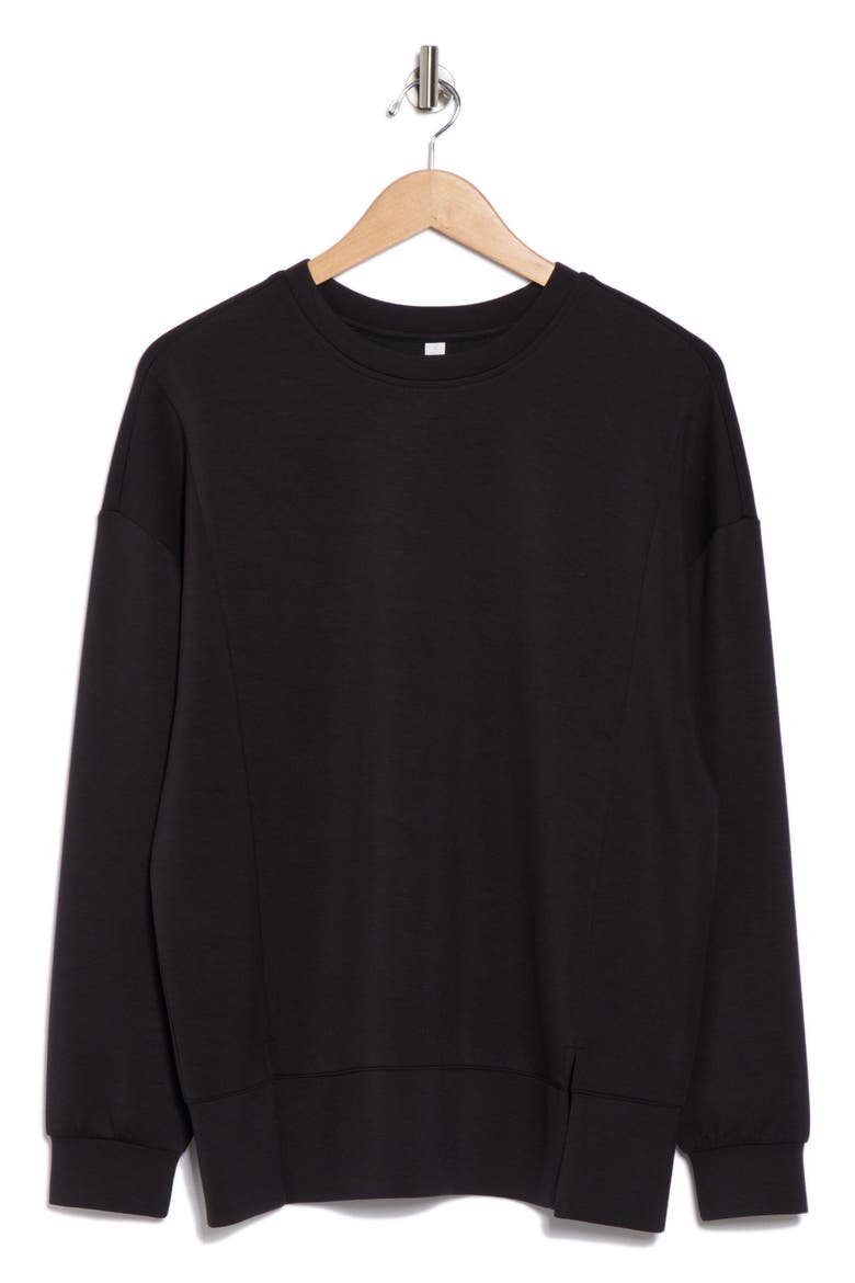 Whisper Knit Oversized Crew Pullover, Alternate, color, BLACK
