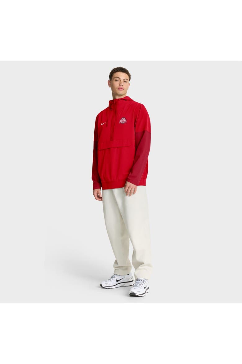 Men's Nike Scarlet Ohio State Buckeyes Anorak Half-Zip Hoodie Jacket, Alternate, color, Scarlet