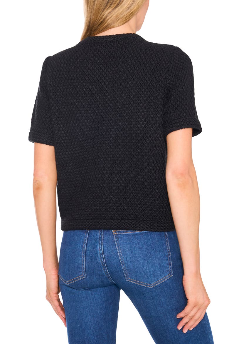 Short Sleeve Button-Up Cardigan, Alternate, color, RICH BLACK