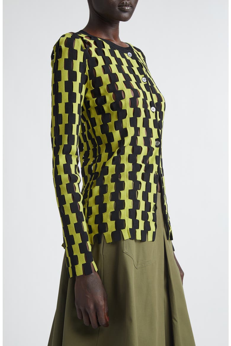 Bowery Open Stitch Cardigan, Alternate, color, BLACK/ ALOE MULTI