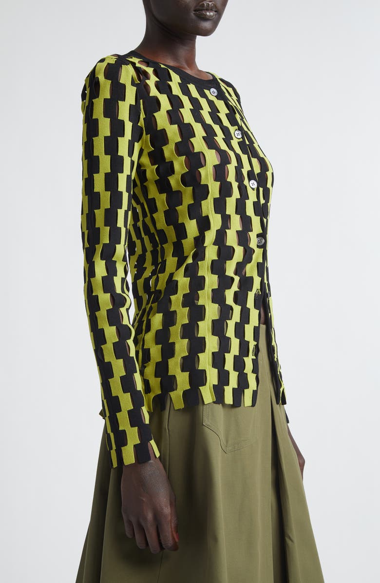 ZANKOV Bowery Open Stitch Cardigan, Alternate, color, Black/ Aloe Multi