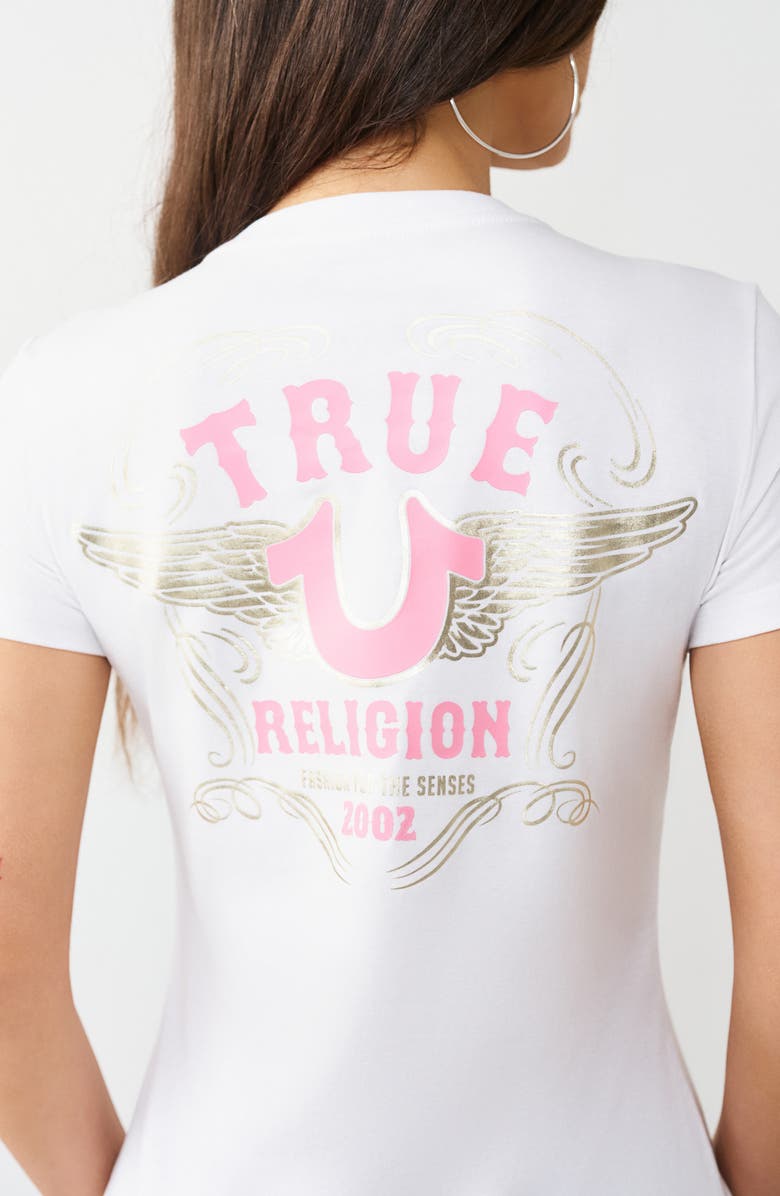 True Religion Wing Cotton Graphic T-Shirt, Alternate, color, Optic White