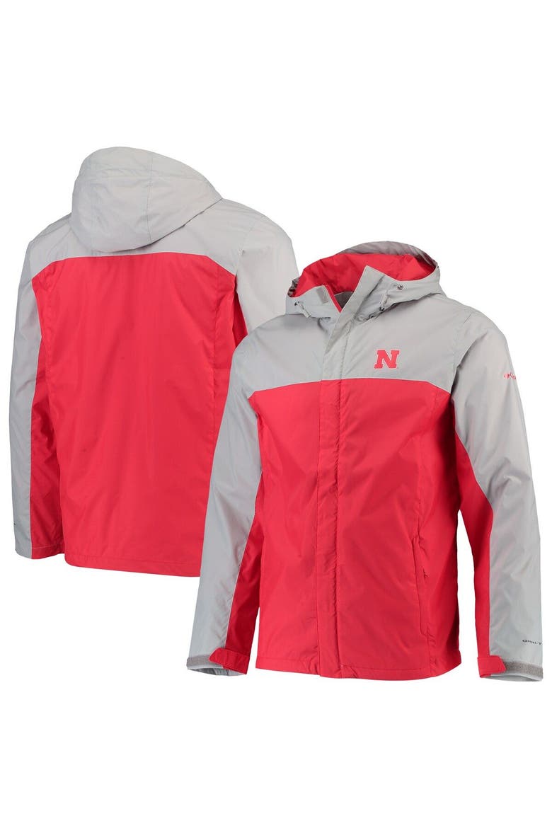 Men's Columbia Gray/Scarlet Nebraska Huskers Glennaker Storm Full-Zip Jacket, Main, color, Gray