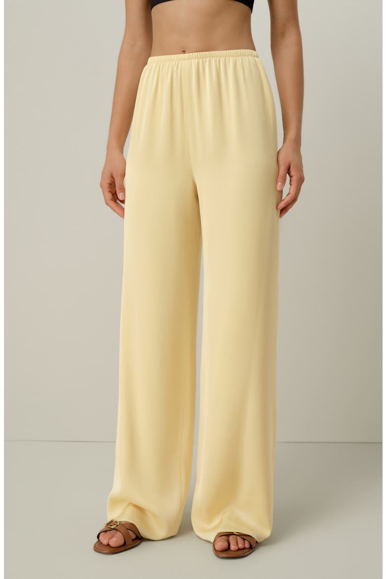 Women's Stretch Silk Georgette Straight Leg Pants, Alternate, color, Butter