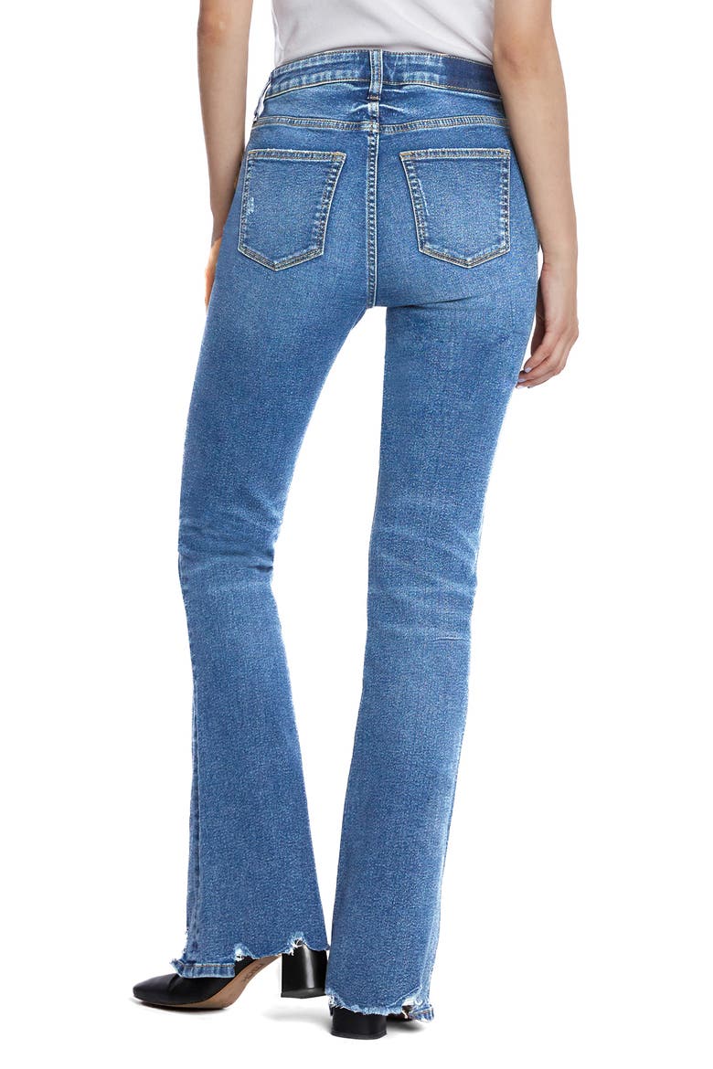 Distressed High Waist Flare Jeans, Alternate, color, STEEL BLUE