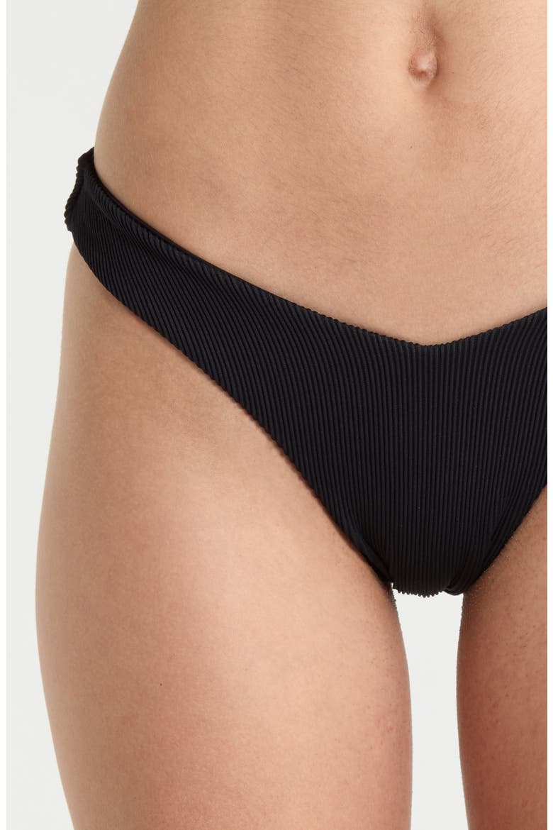 Y-Cut Thong Bikini Bottoms, Alternate, color, PITCH BLACK
