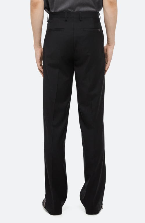 Helmut Lang Pleated Side Zip Wool Trousers In Black