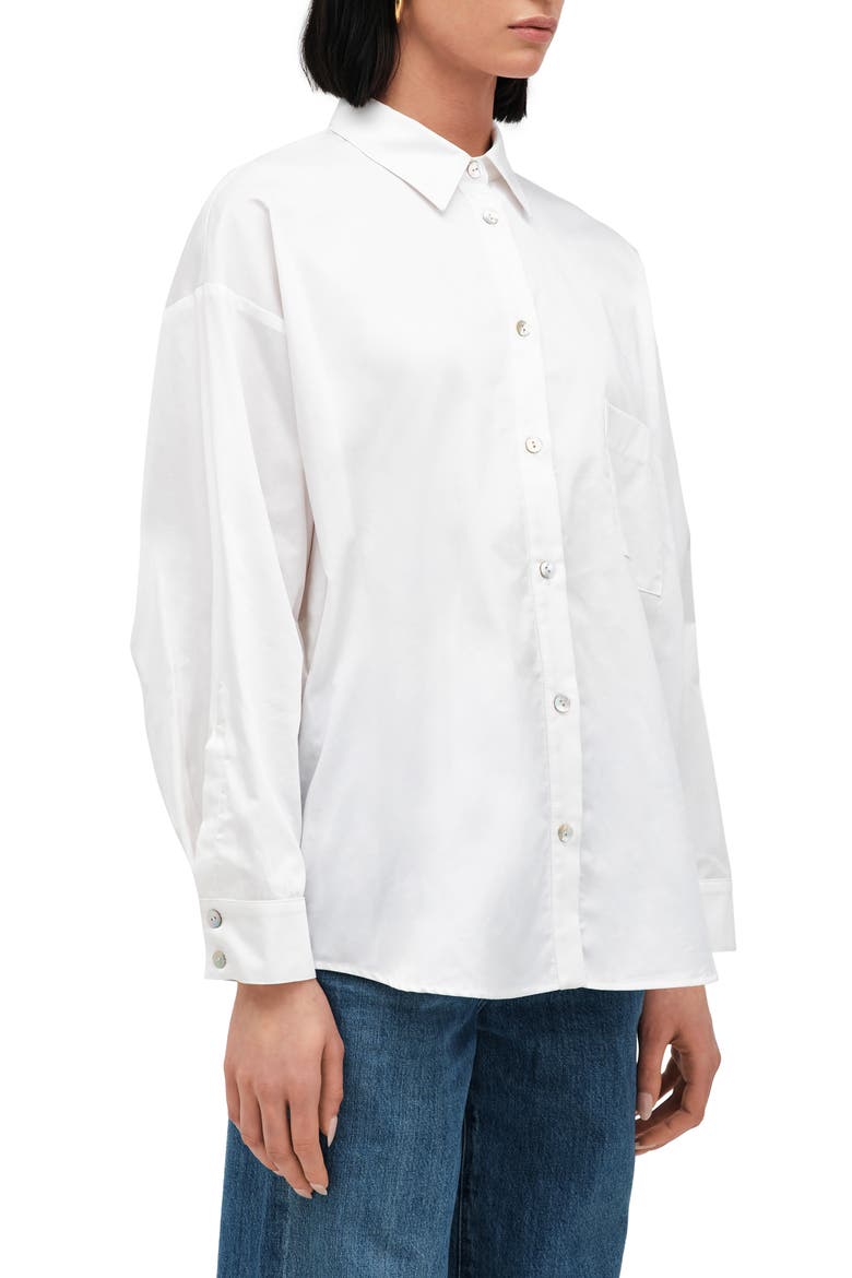 Lima Cotton Poplin Button-Up Shirt, Alternate, color, OPTIC WHITE