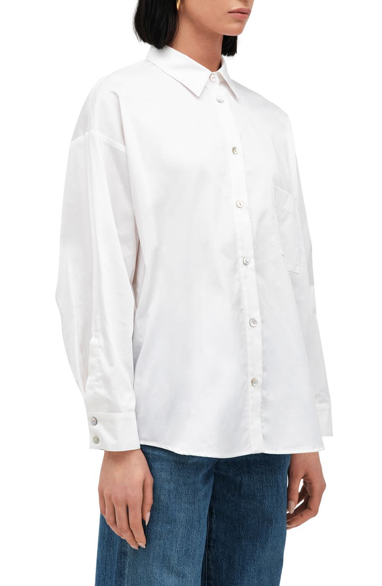 Two Lines by Marcella Lima Cotton Poplin Button-Up Shirt, Alternate, color, Optic White