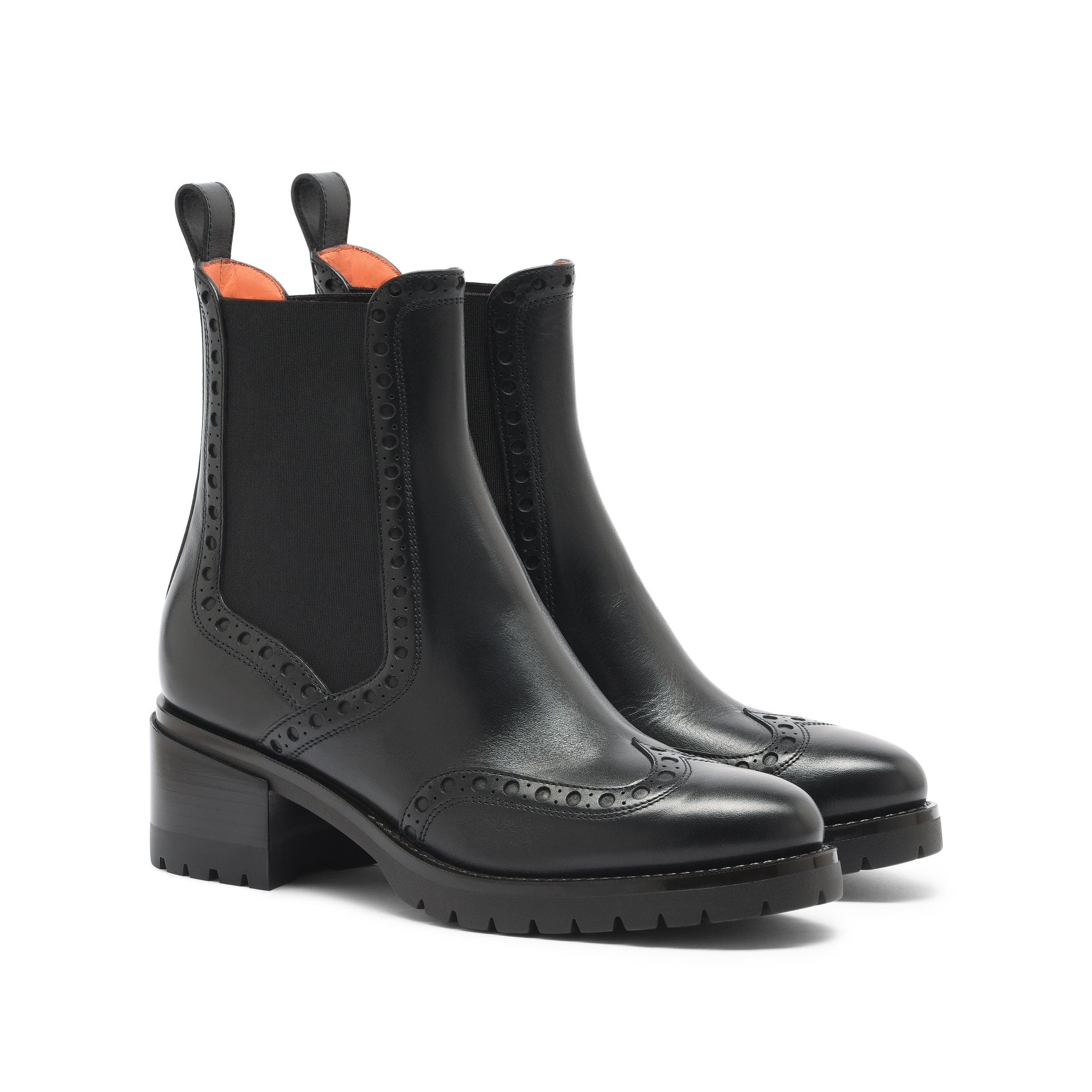 Santoni Leather Chelsea brogue boot, Main, color, 