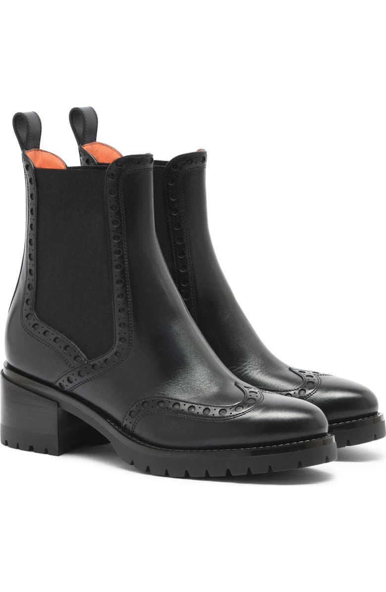 Santoni Leather Chelsea brogue boot, Main, color,