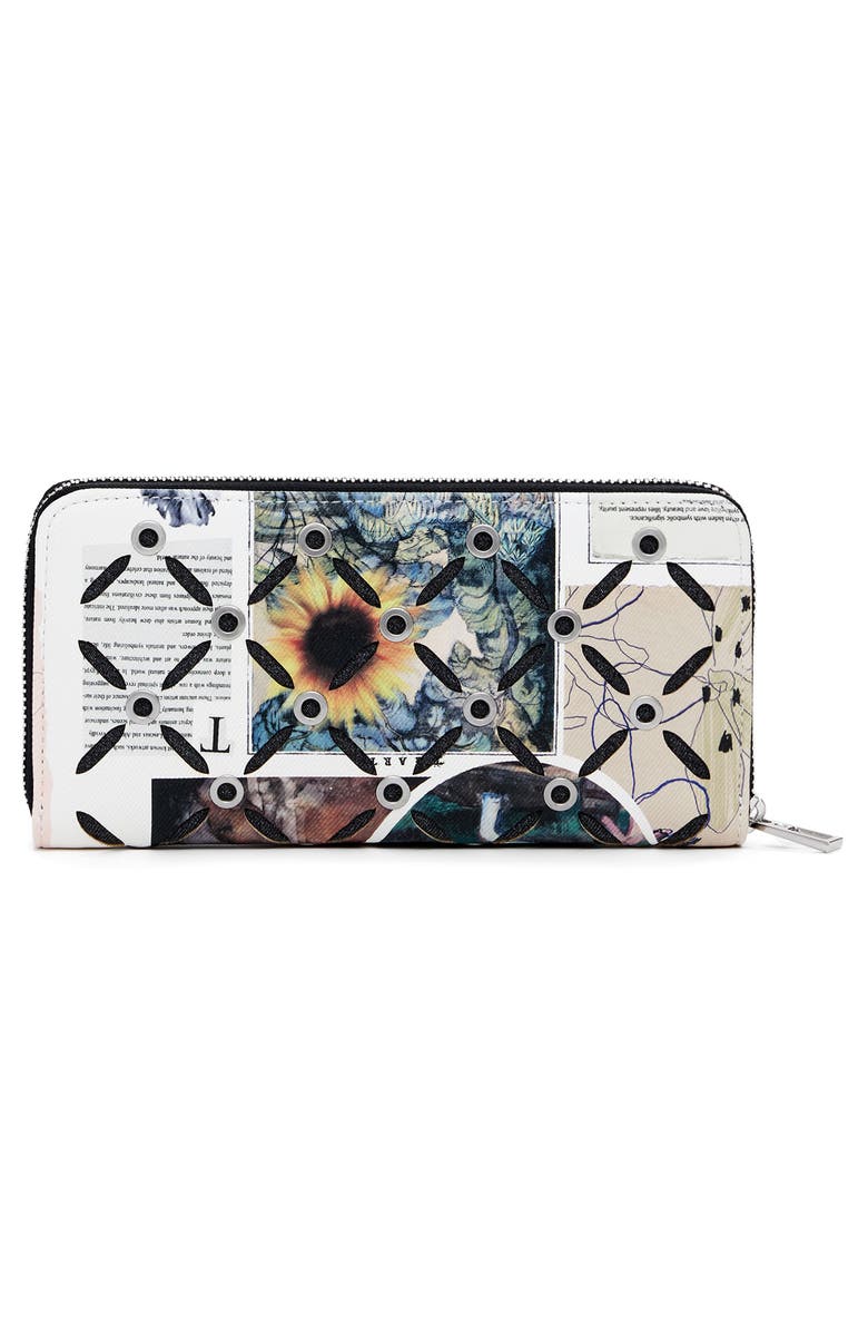 Desigual Grommet Zip-Around Wallet, Alternate, color, Off White