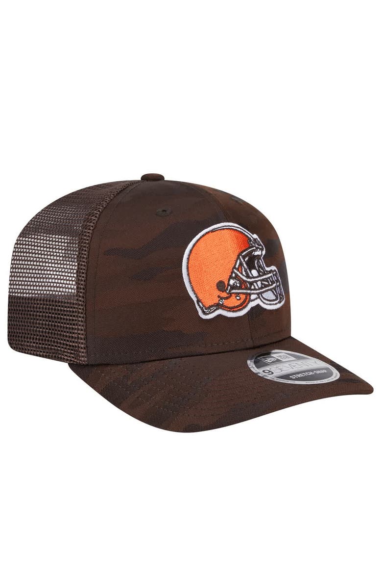 New Era Men's New Era Brown Cleveland Browns Adventure Camo Trucker 9SEVENTY Stretch-Snap Adjustable Hat, Alternate, color, 
