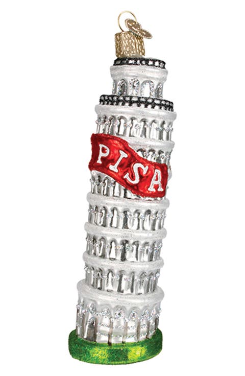 Leaning Tower of Pisa Glass Christmas Ornament