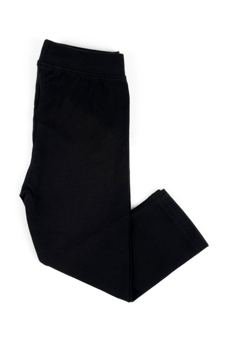 Girls Cotton Leggings, Solid Colors, Alternate, color, BLACK