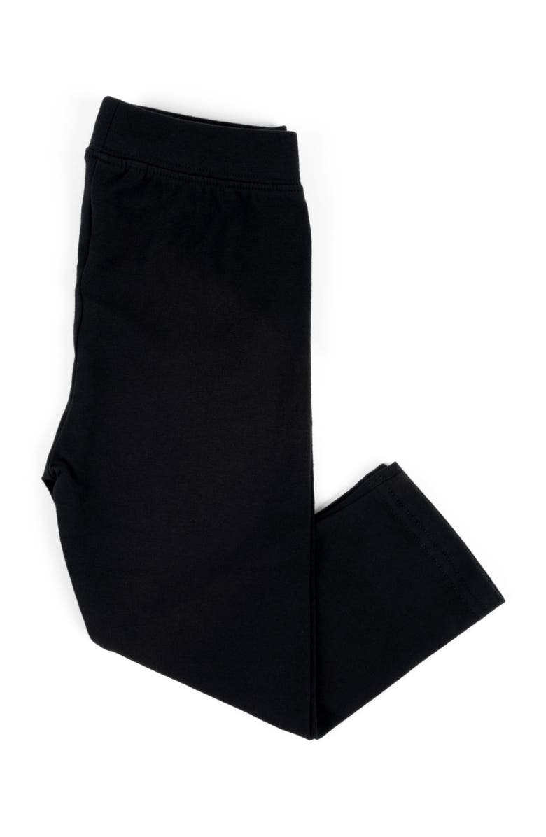 Leveret Girls Cotton Leggings, Solid Colors, Alternate, color, Black
