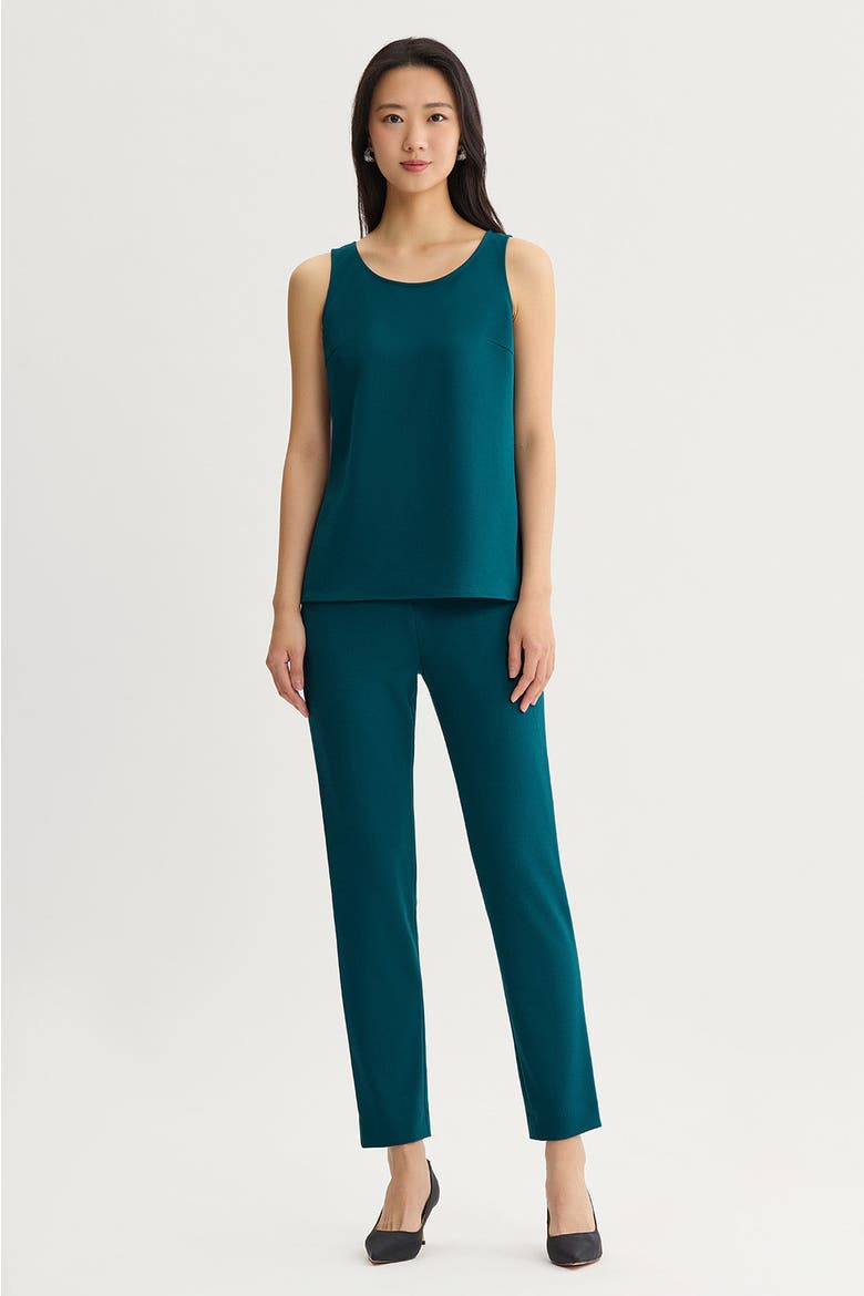 Stretch Deco Crepe Scoop Neck Tank, Alternate, color, Deep Teal