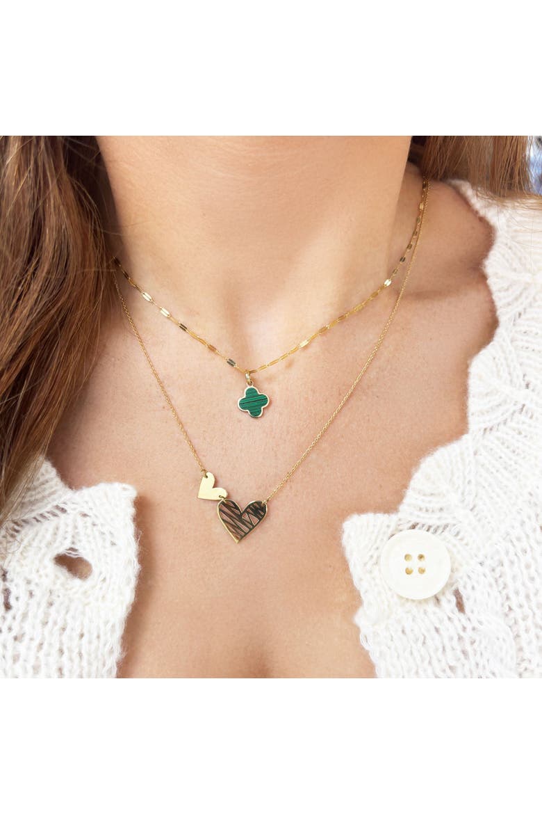 Double Woven Heart Necklace, Alternate, color, Yellow Gold