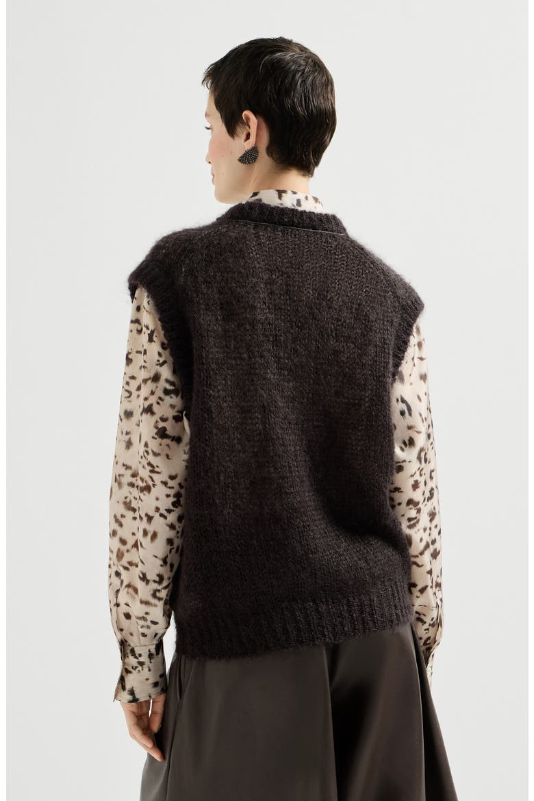 Sparkling mohair sweater vest with monili, Alternate, color, Pine Cone Brown