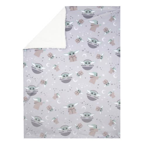 Lambs & Ivy Star Wars Cozy Friends Baby Yoda/grogu Fleece Baby Blanket In Gray