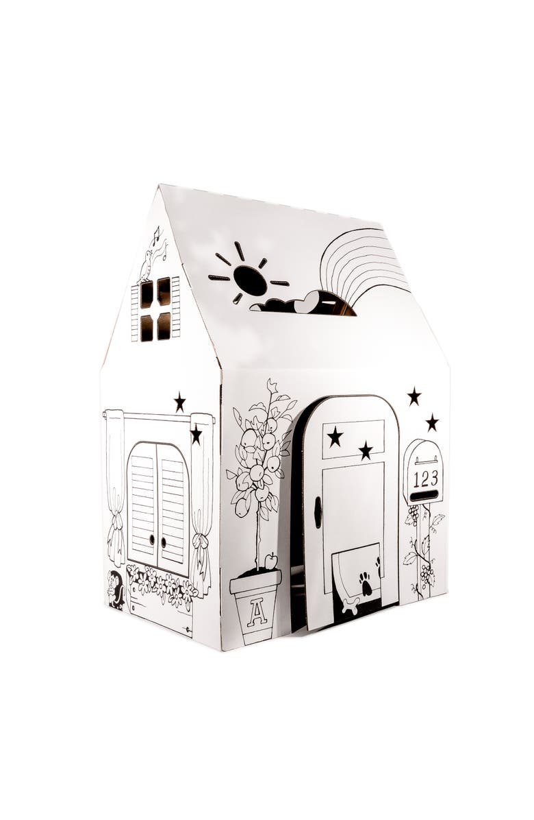 Easy Playhouse Kid's Art & Craft Blank Cardboard Clubhouse, Alternate, color, Multicolored