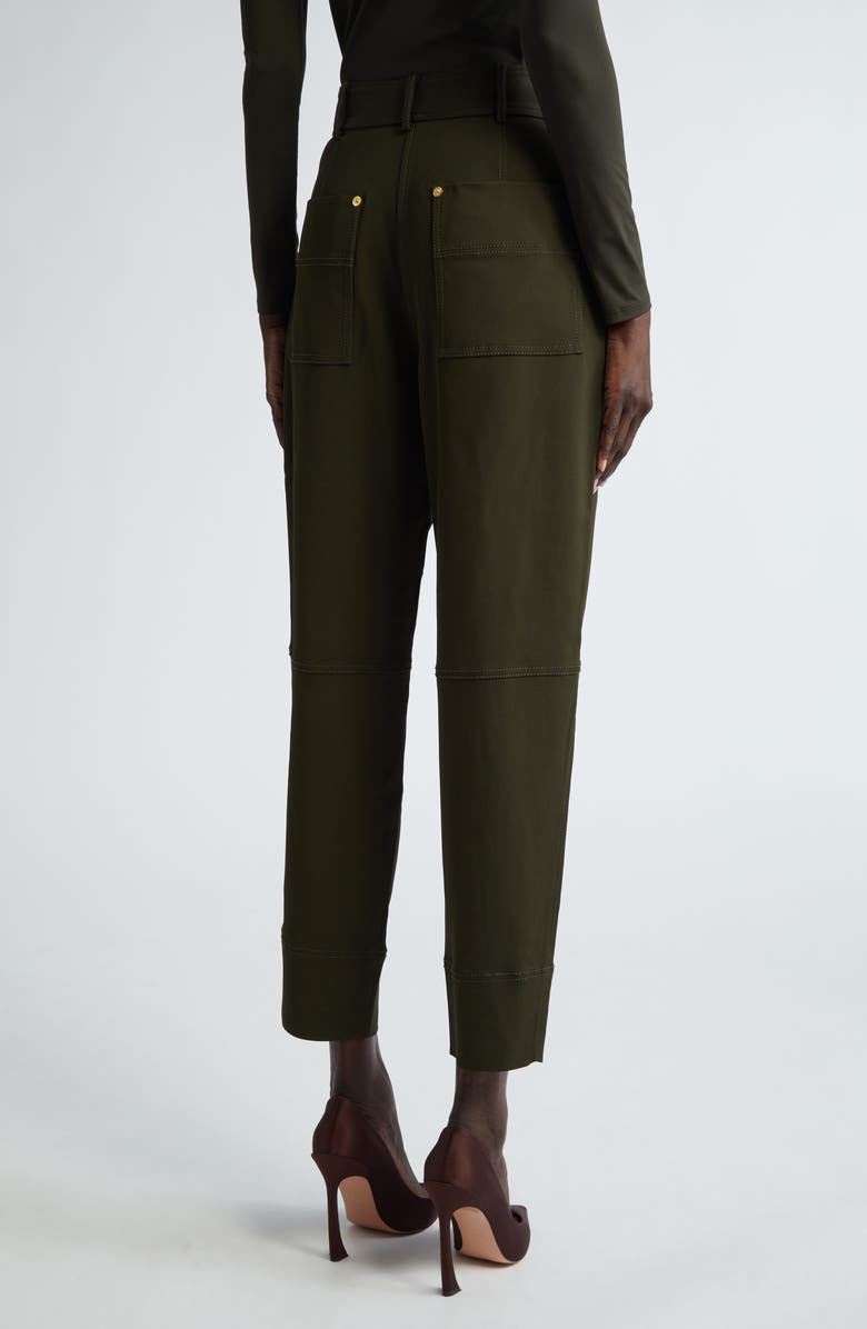 ST. JOHN Stretch Twill Tapered Ankle Pants, Alternate, color, Cypr Cypress