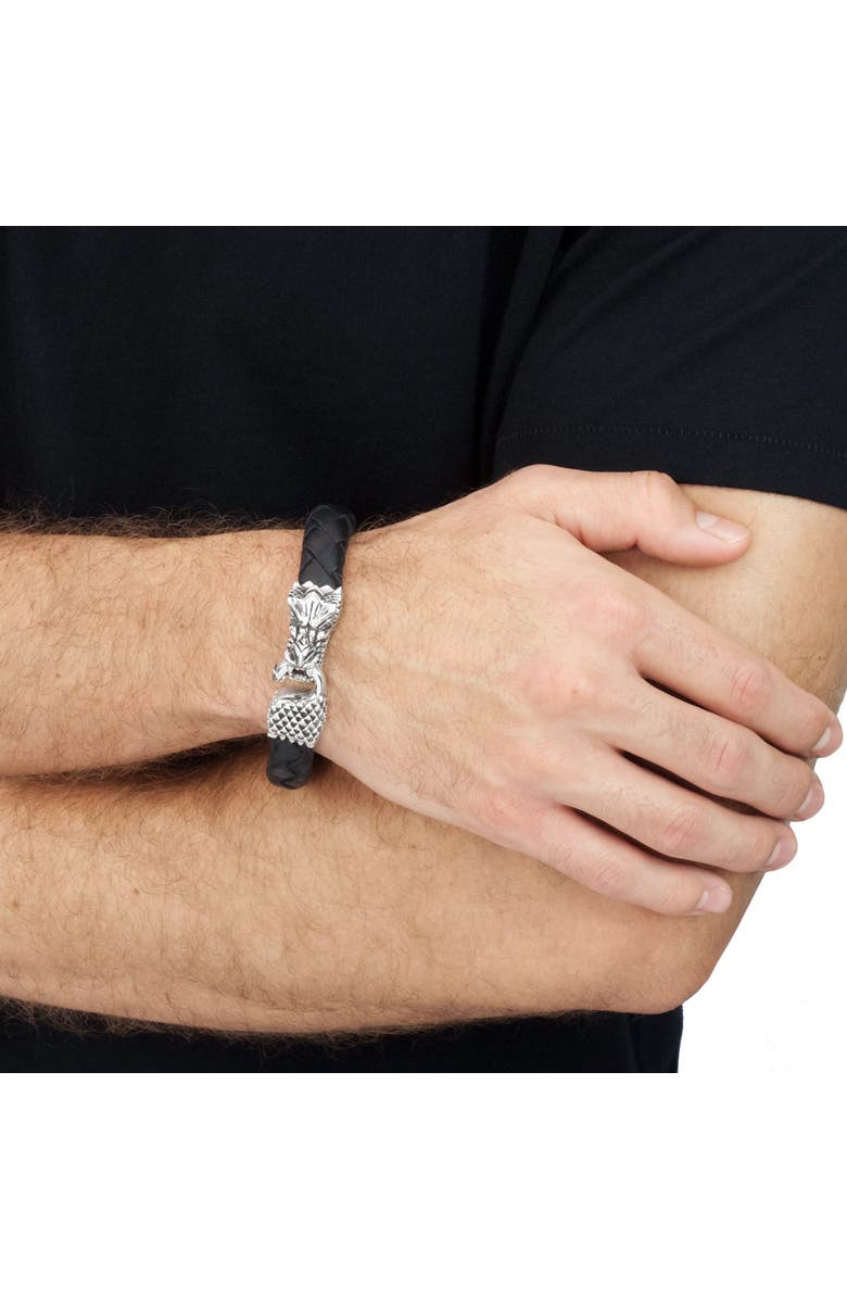 King Baby Studio Leather Bracelet with Silver Dragon Clasp, Alternate, color,