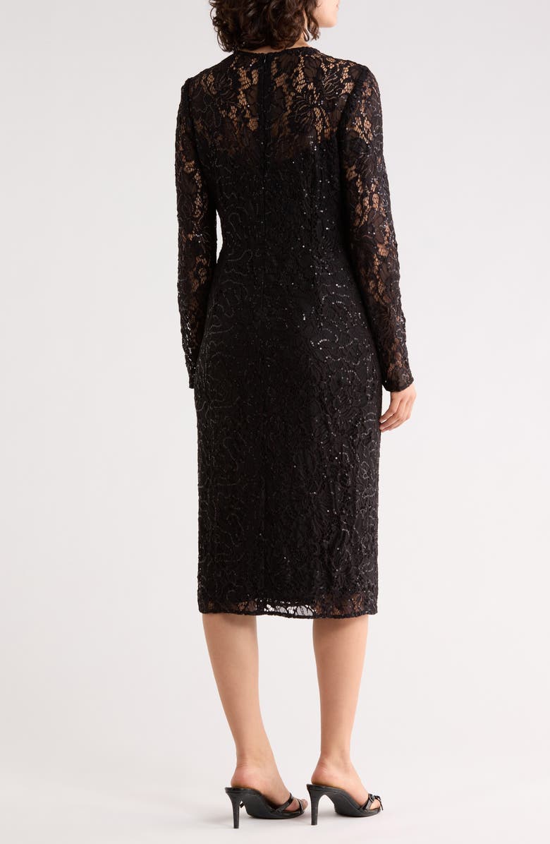 Julia Jordan Long Sleeve Lace Sequin Dress, Alternate, color, Black