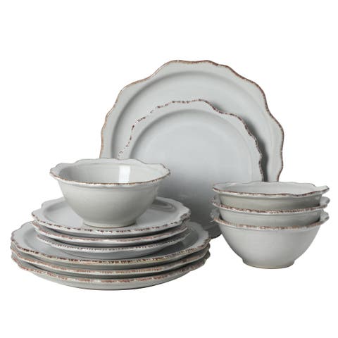 Kennon Road 12-Piece Scalloped Stoneware Dinnerware Set