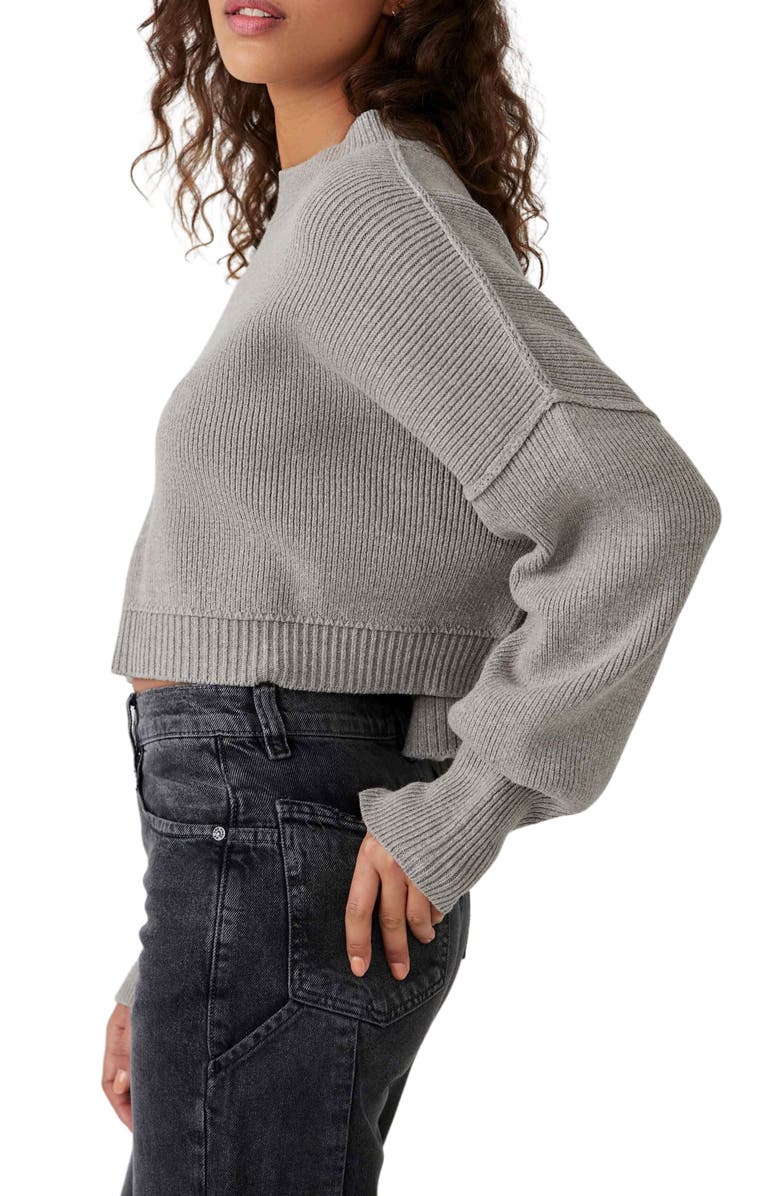 Free People Easy Street Crop Pullover, Alternate, color, Heather Grey