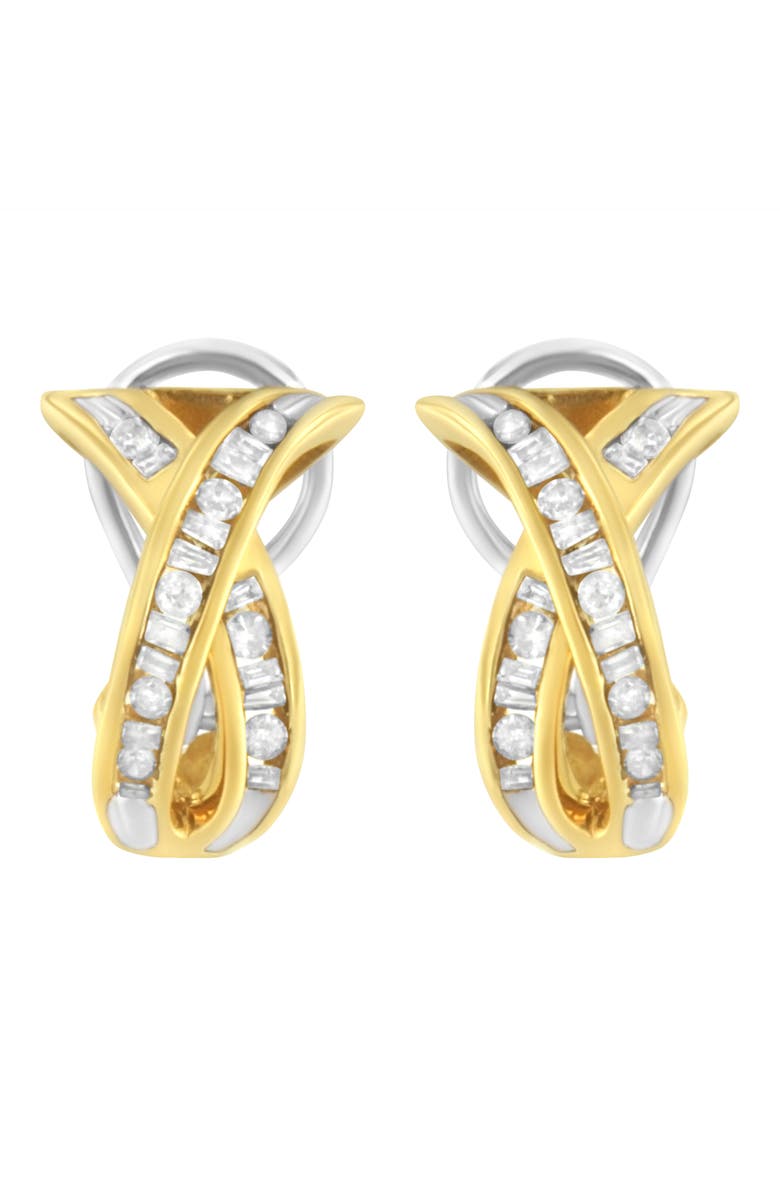 Haus of Brilliance 14K Gold 1/2 Cttw Cross Over Diamond Hoop Earrings, Alternate, color, Yellow