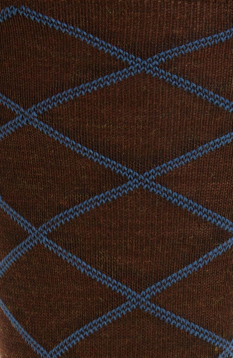 Nordstrom Diamond Pattern Wool Blend Dress Socks, Alternate, color, Brown