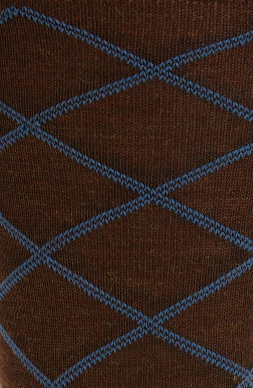 Nordstrom Diamond Pattern Wool Blend Dress Socks In Brown