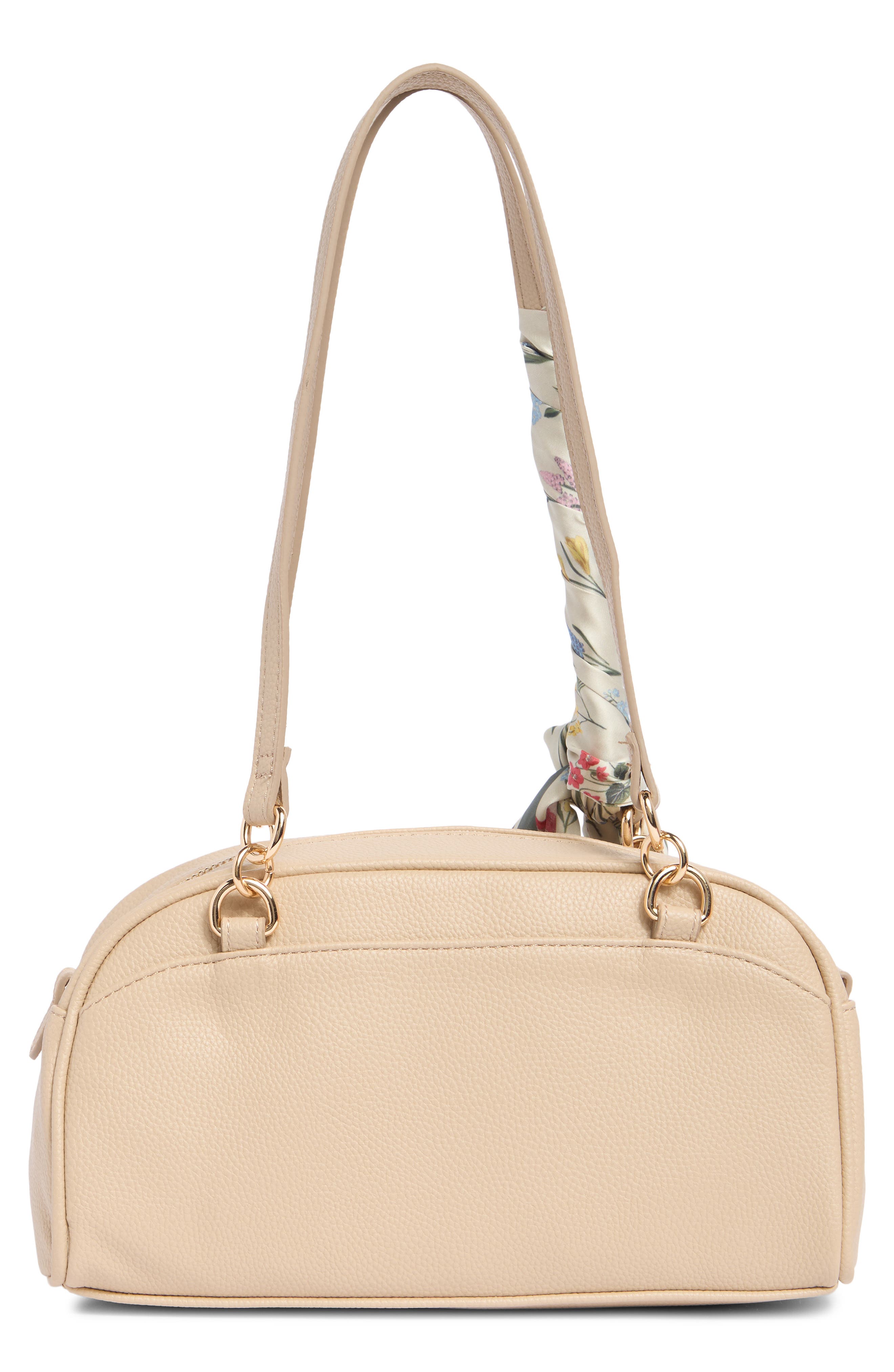 Soft Pebble Shoulder Bag with Scarf, Alternate, color, OATMEAL