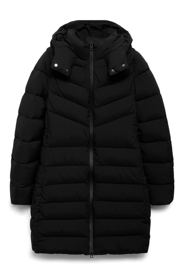 Quilted Puffer Coat, Alternate, color, BLACK