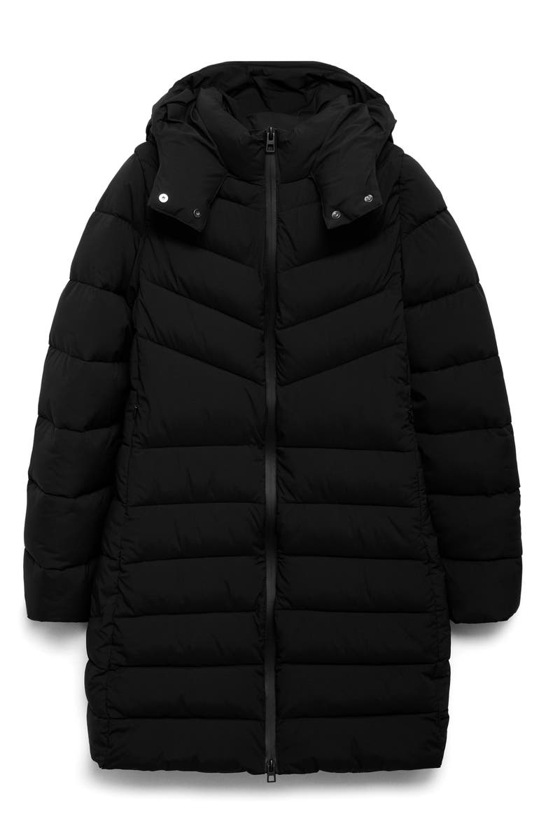 MANGO Quilted Puffer Coat, Alternate, color, Black