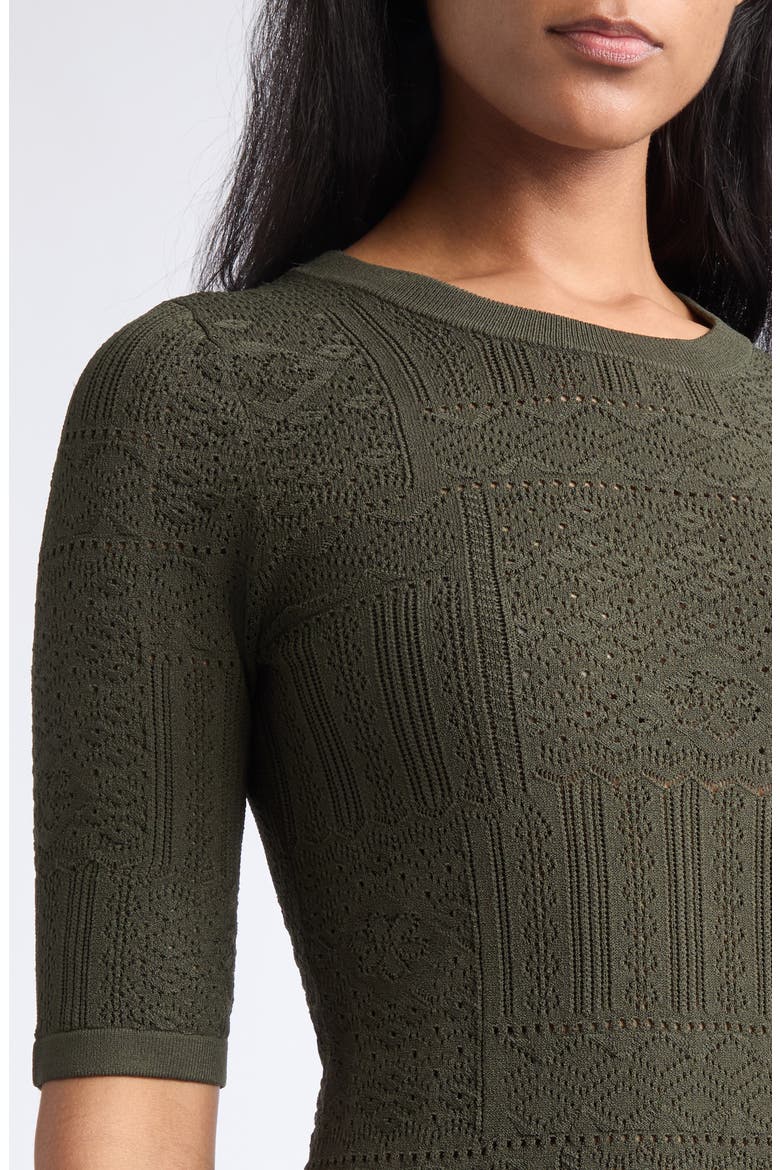 Garron Pointelle Elbow Sleeve Sweater, Alternate, color, LODEN