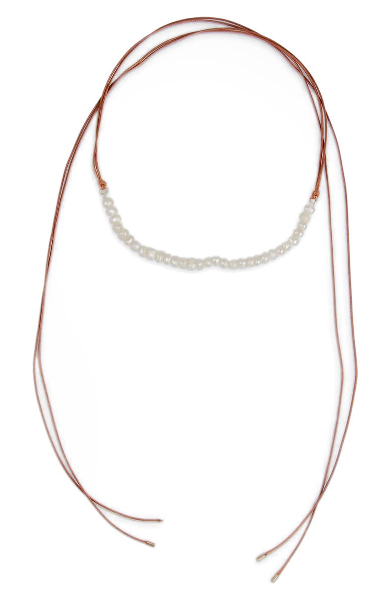 SAACHI Faux Pearl Choker Necklace, Main, color, Khaki
