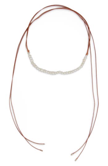 Saachi Faux Pearl Choker Necklace In Brown