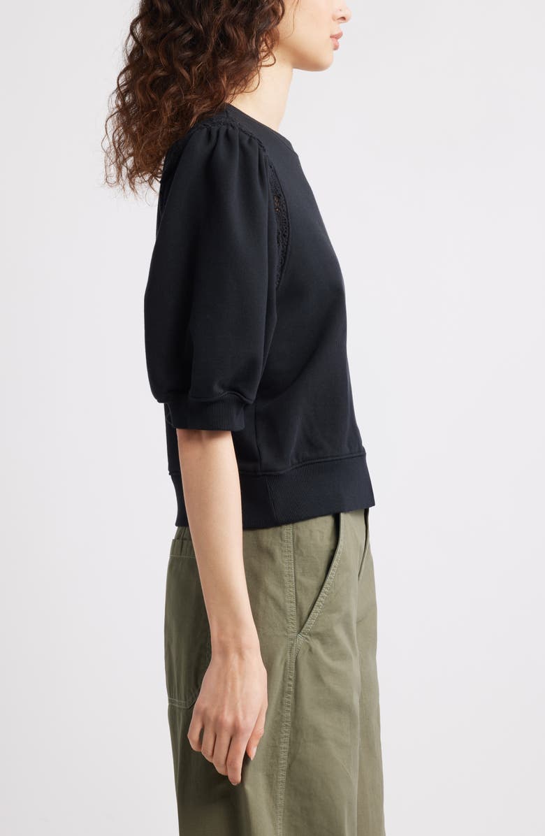 Treasure & Bond Lace Inset Puff Sleeve Crop Sweatshirt, Alternate, color,