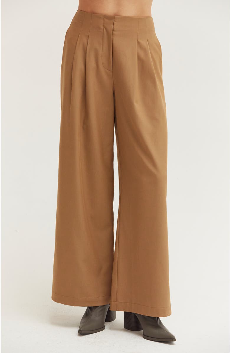 CRESCENT Pleated Wide Leg Trousers, Main, color, Camel